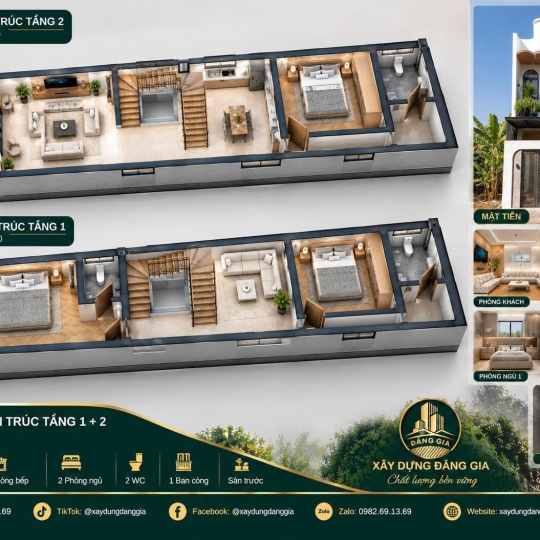 Mẫu nhà phố 2 tầng hiện đại